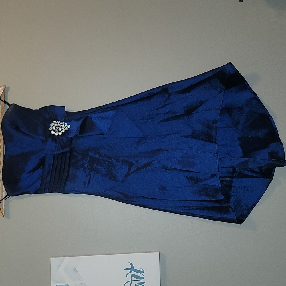 Strapless blue high low dress